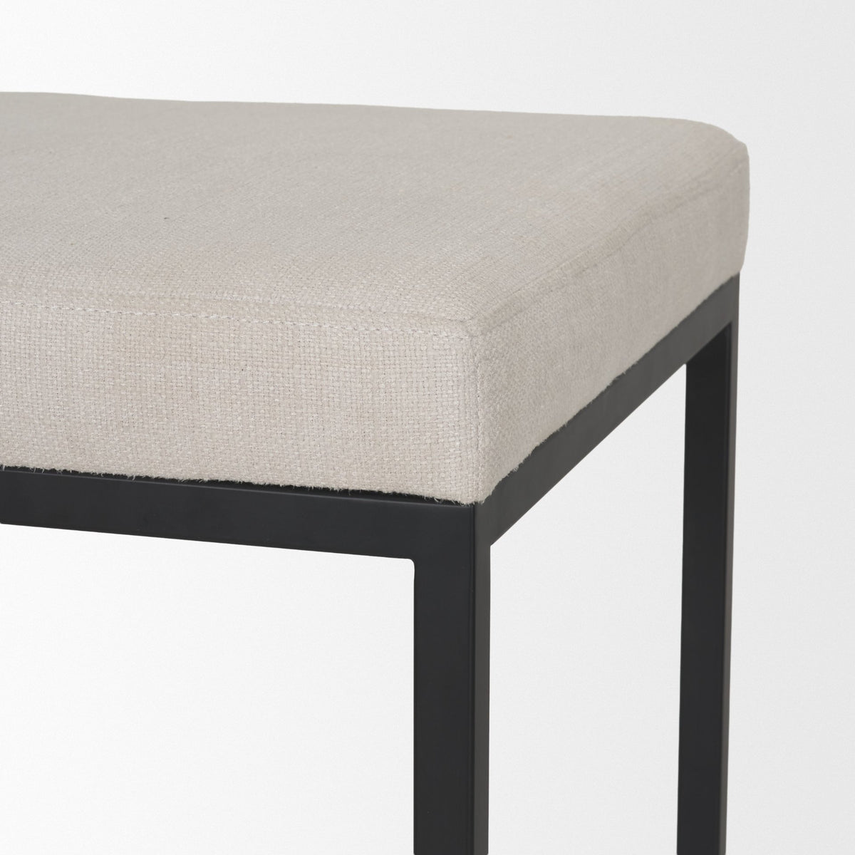 Frodo White/Black 26.5"H Fabric Seat Metal Base Stool - Ornate Home
