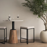 Frodo White/Black 26.5"H Fabric Seat Metal Base Stool - Ornate Home