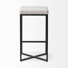Frodo White/Black 30"H Fabric Seat Metal Base Stool - Ornate Home