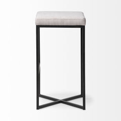 Frodo White/Black 30"H Fabric Seat Metal Base Stool - Ornate Home