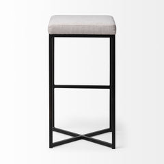 Frodo White/Black 30"H Fabric Seat Metal Base Stool - Ornate Home