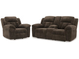 Frohn Chocolate Reclining Loveseat and Recliner - Ornate Home