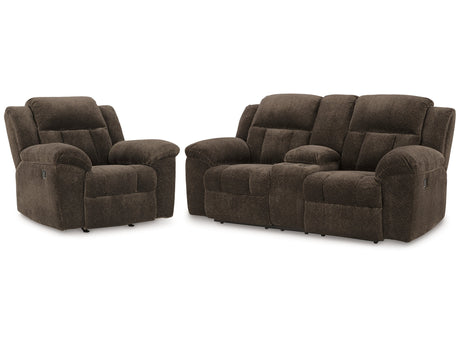 Frohn Chocolate Reclining Loveseat and Recliner - Ornate Home