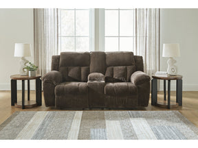Frohn Chocolate Reclining Loveseat w/Console (Online Special Price) - Ornate Home