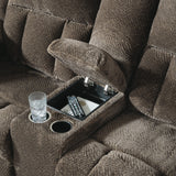 Frohn Chocolate Reclining Loveseat w/Console (Online Special Price) - Ornate Home