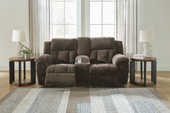 Frohn Chocolate Reclining Loveseat w/Console - Ornate Home