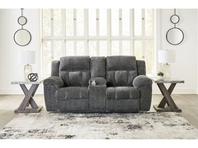 Frohn Graphite Reclining Loveseat w/Console (Online Special Price) - Ornate Home