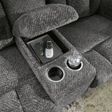 Frohn Graphite Reclining Loveseat w/Console (Online Special Price) - Ornate Home
