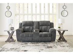 Frohn Graphite Reclining Loveseat w/Console - Ornate Home