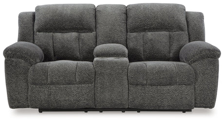 Frohn Graphite Reclining Loveseat w/Console - Ornate Home