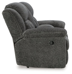 Frohn Graphite Reclining Loveseat w/Console - Ornate Home