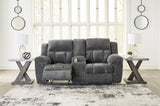 Frohn Graphite Reclining Loveseat w/Console - Ornate Home