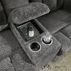 Frohn Graphite Reclining Loveseat w/Console - Ornate Home