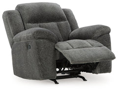 Frohn Graphite Reclining Loveseat with Console and 2 Recliners - Ornate Home