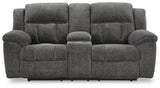 Frohn Graphite Reclining Loveseat with Console and 2 Recliners - Ornate Home