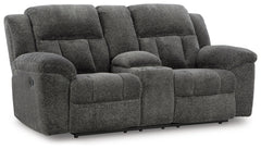 Frohn Graphite Reclining Loveseat with Console and 2 Recliners - Ornate Home