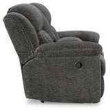 Frohn Graphite Reclining Loveseat with Console and 2 Recliners - Ornate Home