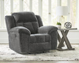 Frohn Graphite Reclining Loveseat with Console and 2 Recliners - Ornate Home