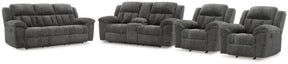 Frohn Graphite Reclining Sofa and Loveseat and 2 Recliners - Ornate Home