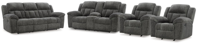 Frohn Graphite Reclining Sofa and Loveseat and 2 Recliners - Ornate Home
