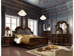 Fromberg Brown Cherry 5 Piece Bedroom Set w/2 Nightstands - Ornate Home
