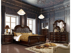 Fromberg Brown Cherry 5 Piece Bedroom Set w/2 Nightstands - Ornate Home