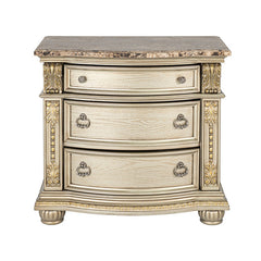 Fromberg Gold Champagne Nightstand w/ Marble Top - Ornate Home