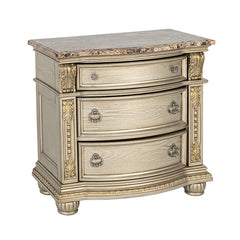 Fromberg Gold Champagne Nightstand w/ Marble Top - Ornate Home