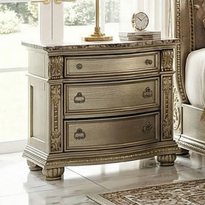 Fromberg Gold Champagne 4 Pc Queen Bedroom Set - Ornate Home
