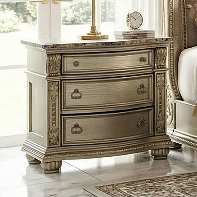 Fromberg Gold Champagne 4 Pc Queen Bedroom Set - Ornate Home