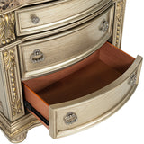 Fromberg Gold Champagne 4 Pc Queen Bedroom Set - Ornate Home