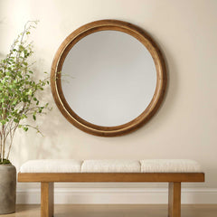 Frontier Woodtone Round Wood Mirror - Ornate Home