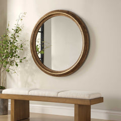 Frontier Woodtone Round Wood Mirror - Ornate Home