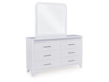 Frostlyn White 6 Drawer Dresser and Mirror - Ornate Home