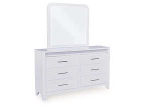Frostlyn White 6 Drawer Dresser and Mirror - Ornate Home