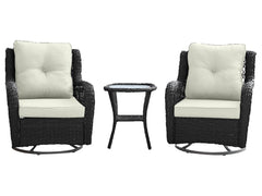 Fruttuo Patio 2-Person Seating Group with End Table with Cream Cushions - Ornate Home