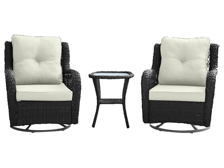 Fruttuo Patio 2-Person Seating Group with End Table with Cream Cushions - Ornate Home