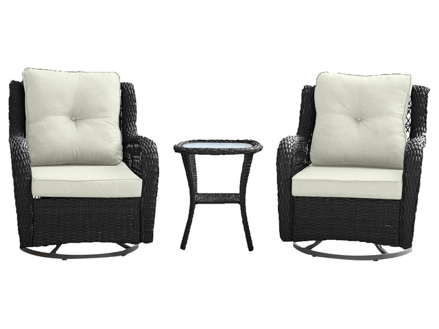 Fruttuo Patio 2-Person Seating Group with End Table with Cream Cushions - Ornate Home