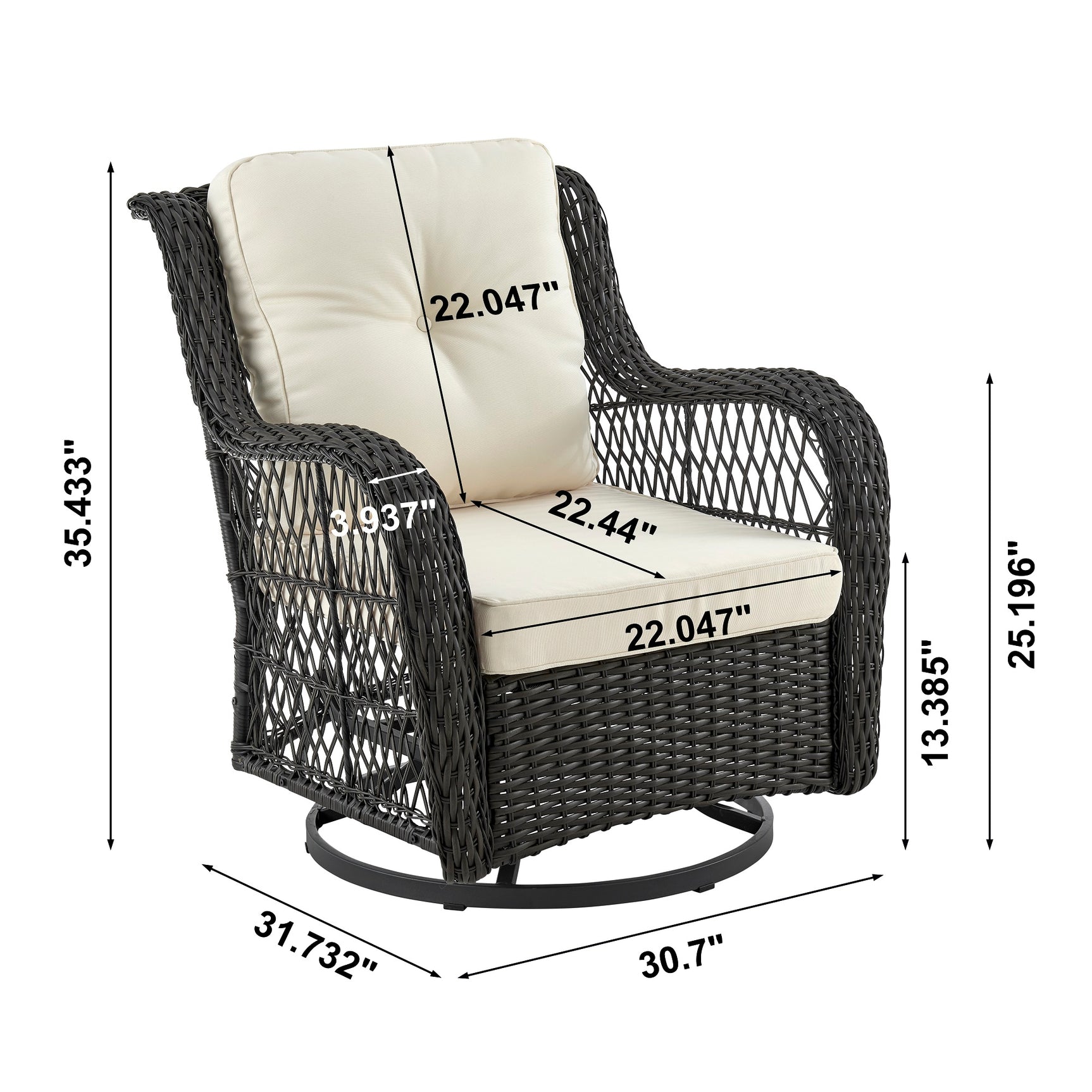 Fruttuo Patio 2-Person Seating Group with End Table with Cream Cushions - Ornate Home