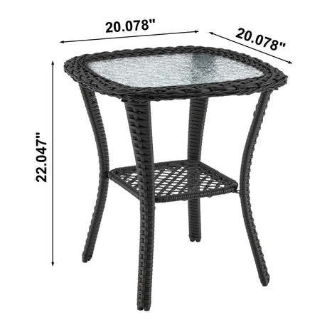 Fruttuo Patio 2-Person Seating Group with End Table with Cream Cushions - Ornate Home