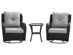 Fruttuo Patio 2-Person Seating Group with End Table with Grey Cushions - Ornate Home