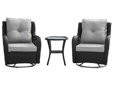 Fruttuo Patio 2-Person Seating Group with End Table with Grey Cushions - Ornate Home