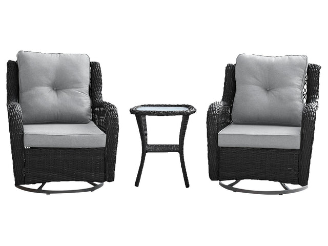 Fruttuo Patio 2-Person Seating Group with End Table with Grey Cushions - Ornate Home