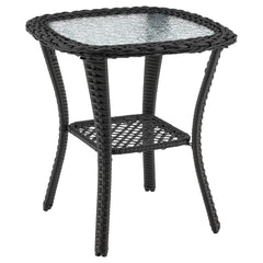Fruttuo Patio 2-Person Seating Group with End Table with Grey Cushions - Ornate Home