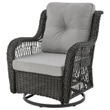 Fruttuo Patio 2-Person Seating Group with End Table with Grey Cushions - Ornate Home
