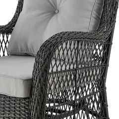 Fruttuo Patio 2-Person Seating Group with End Table with Grey Cushions - Ornate Home