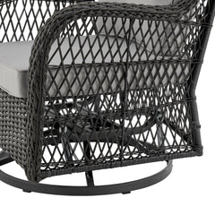Fruttuo Patio 2-Person Seating Group with End Table with Grey Cushions - Ornate Home