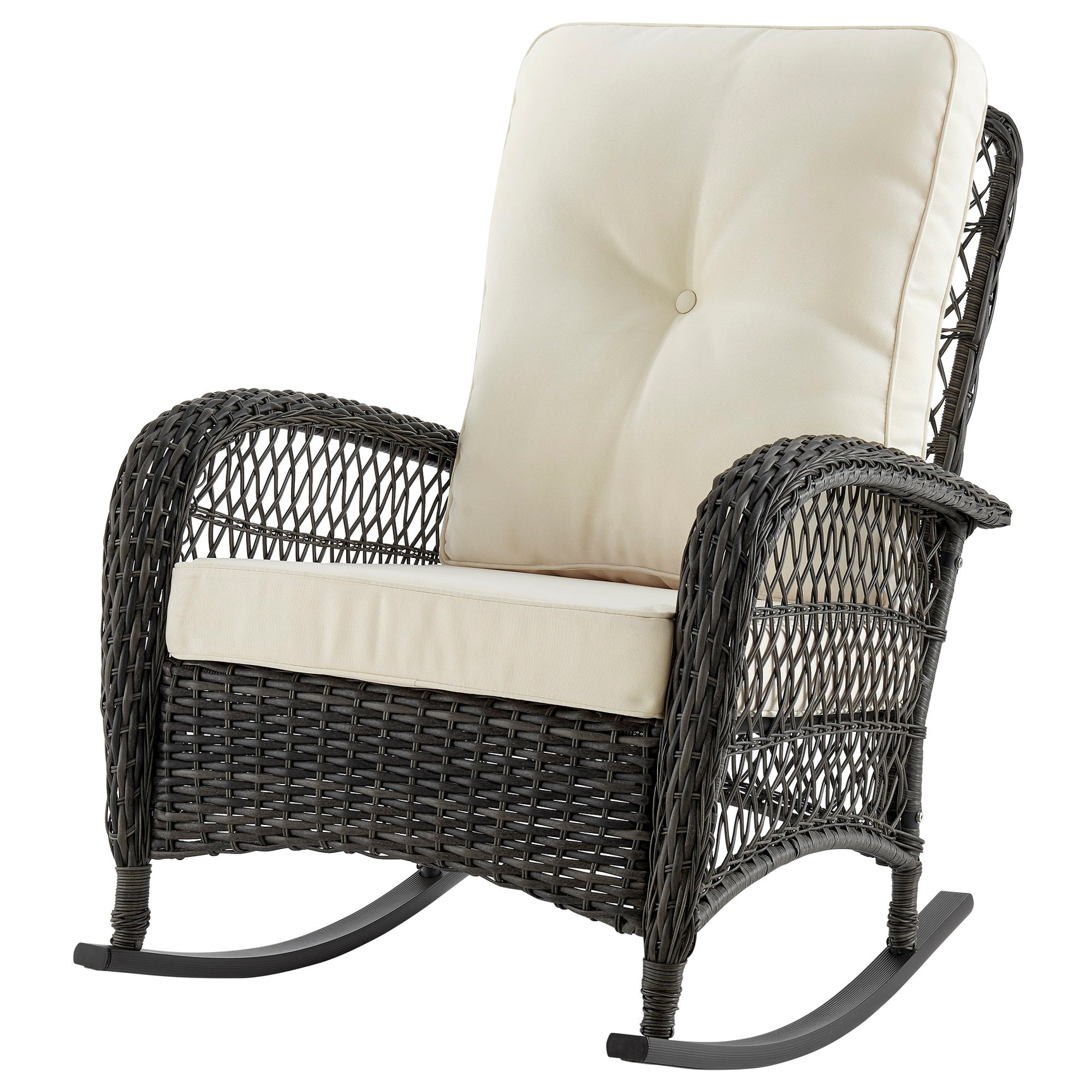 Fruttuo Patio Rocking Chair with Cream Cushions - Ornate Home