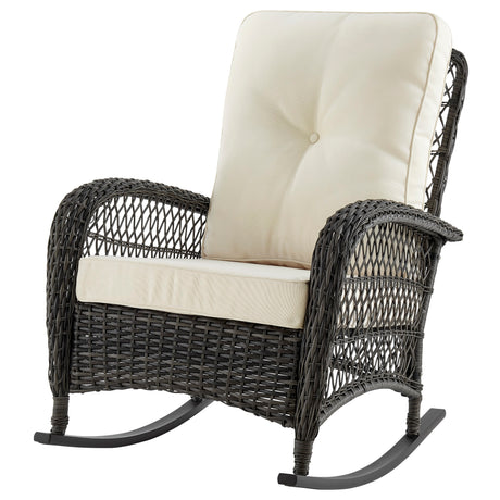 Fruttuo Patio Rocking Chair with Cream Cushions - Ornate Home