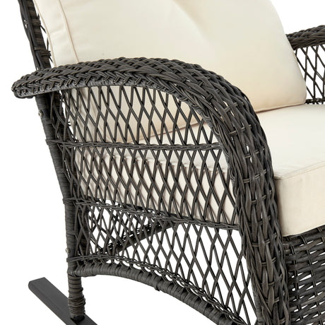Fruttuo Patio Rocking Chair with Cream Cushions - Ornate Home